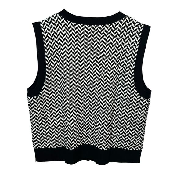 Talbots Women’s Black White Wool Blend Sweater Vest Herringbone XL - Picture 2 of 7